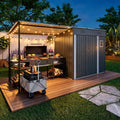 12x4ft Metal Lean to Shed with Open-Sided Pergola