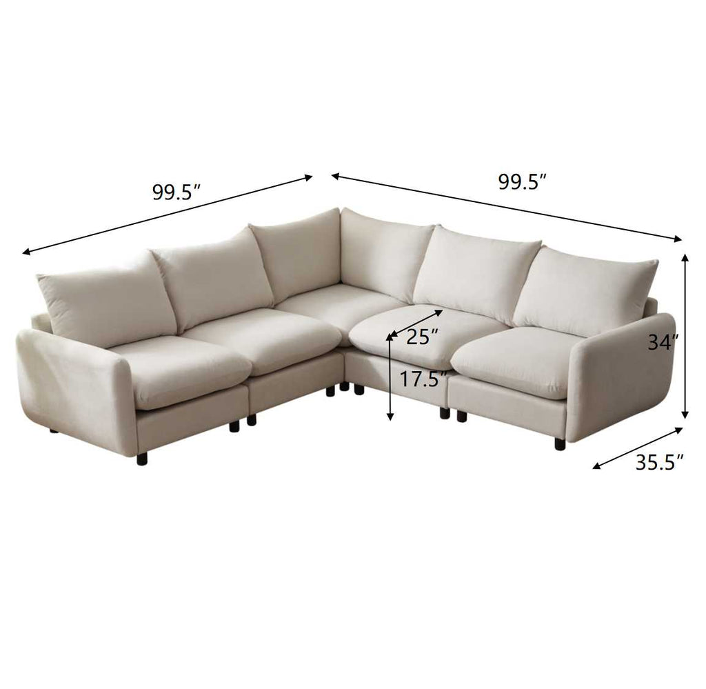 99 Inch Oversize 5-Piece L Shaped Sectional Sofa
