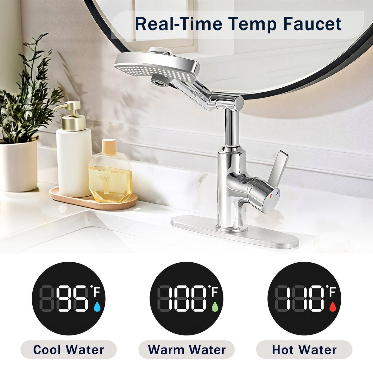 LED Temperature Display Bathroom Faucet