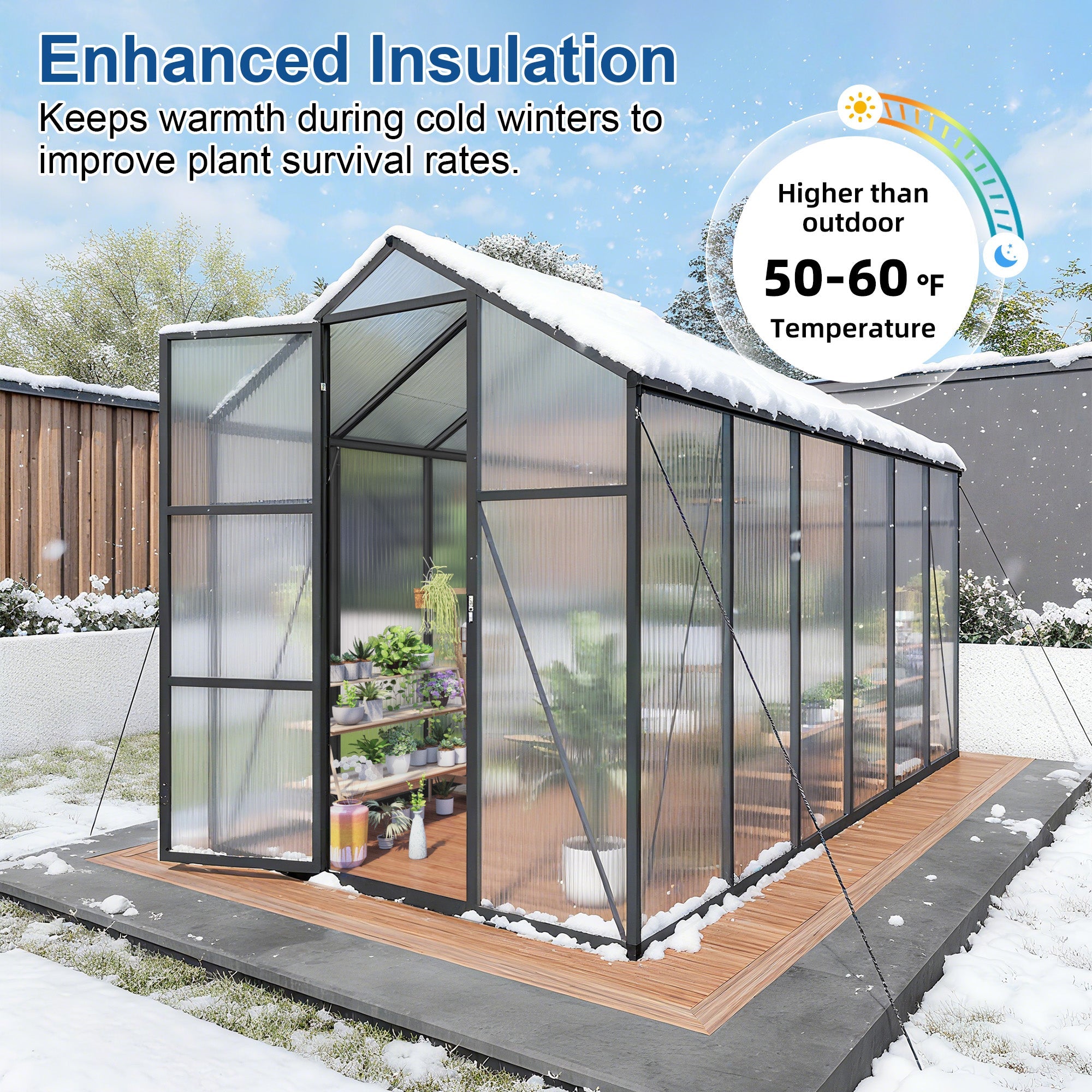 6x12FT Walk-in Outdoor Greenhouse