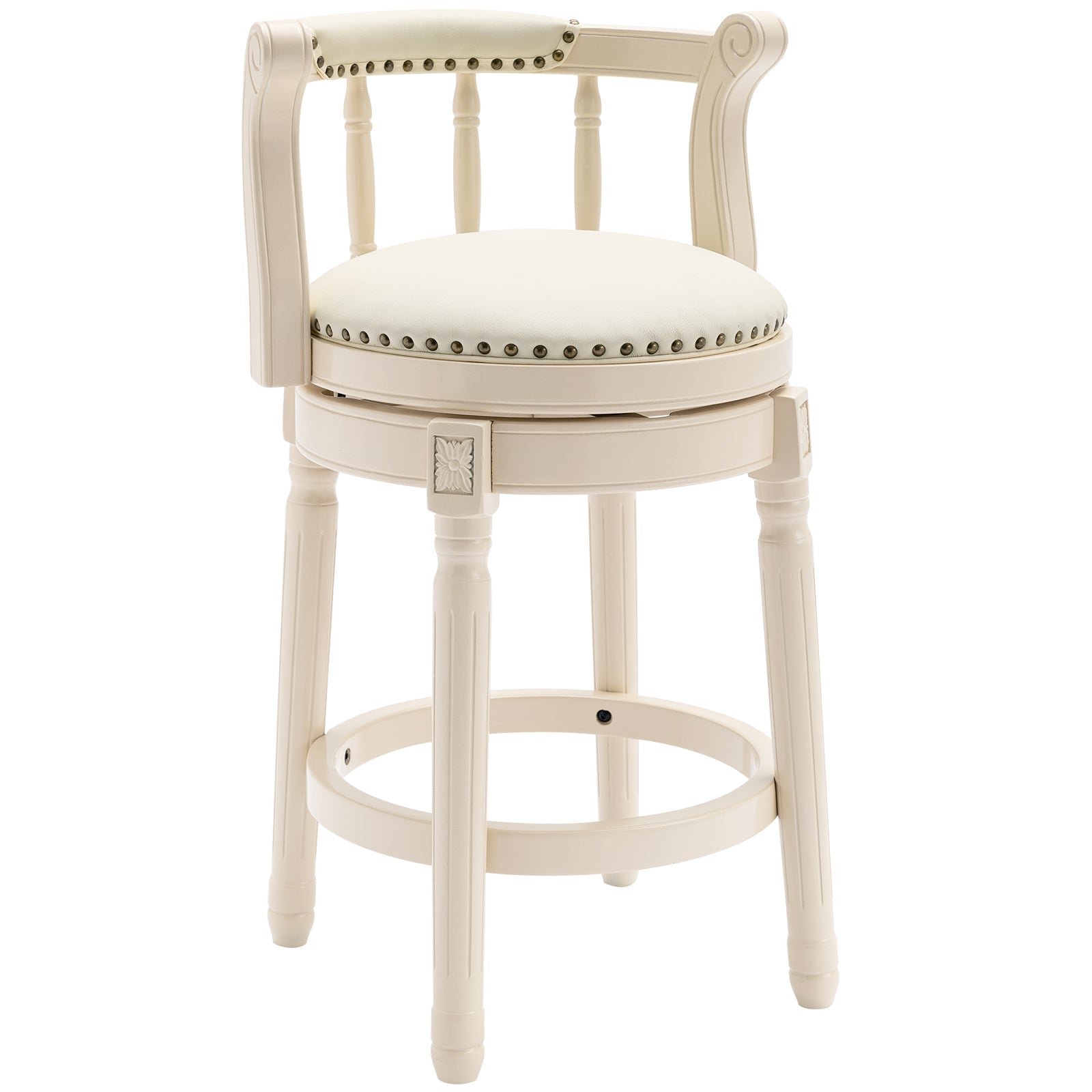 Leather Wooden Bar Stools - 26'' Seat Height