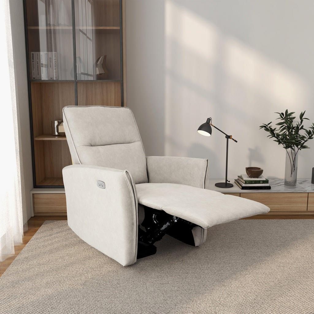 New Design Asheville Cream Suede Recliner Chair