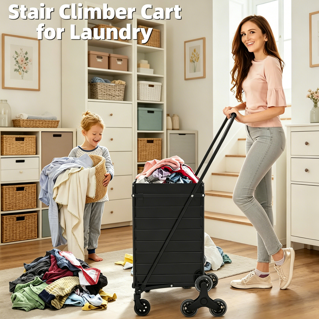Foldable Utility Shopping Cart with 360° Rolling Wheels