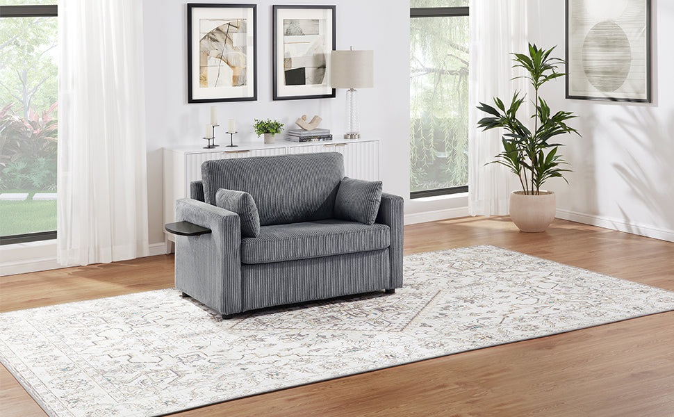 Twin Size Sofa Bed with Foldable Mattress and USB Ports