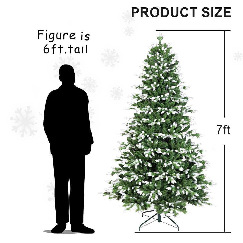 7FT Artificial Christmas Tree - White-Tipped Design