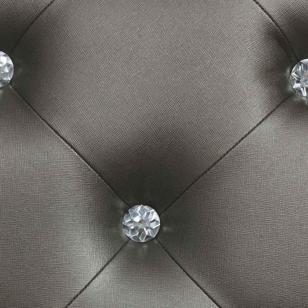 Karmen Metallic Upholstered Tufted Queen Panel Bed