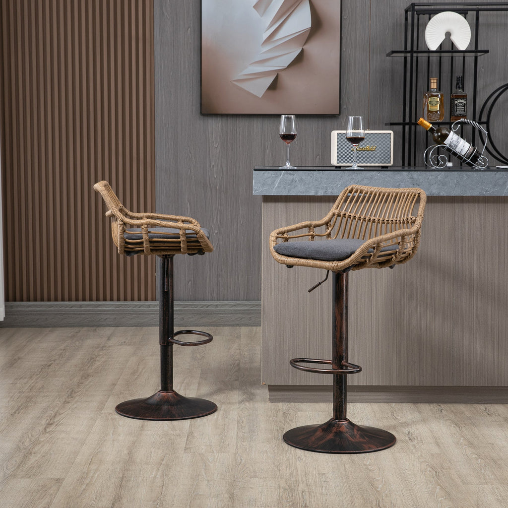 Modern Swivel Bar Stools Set of 2 Adjustable Counter Height Chairs