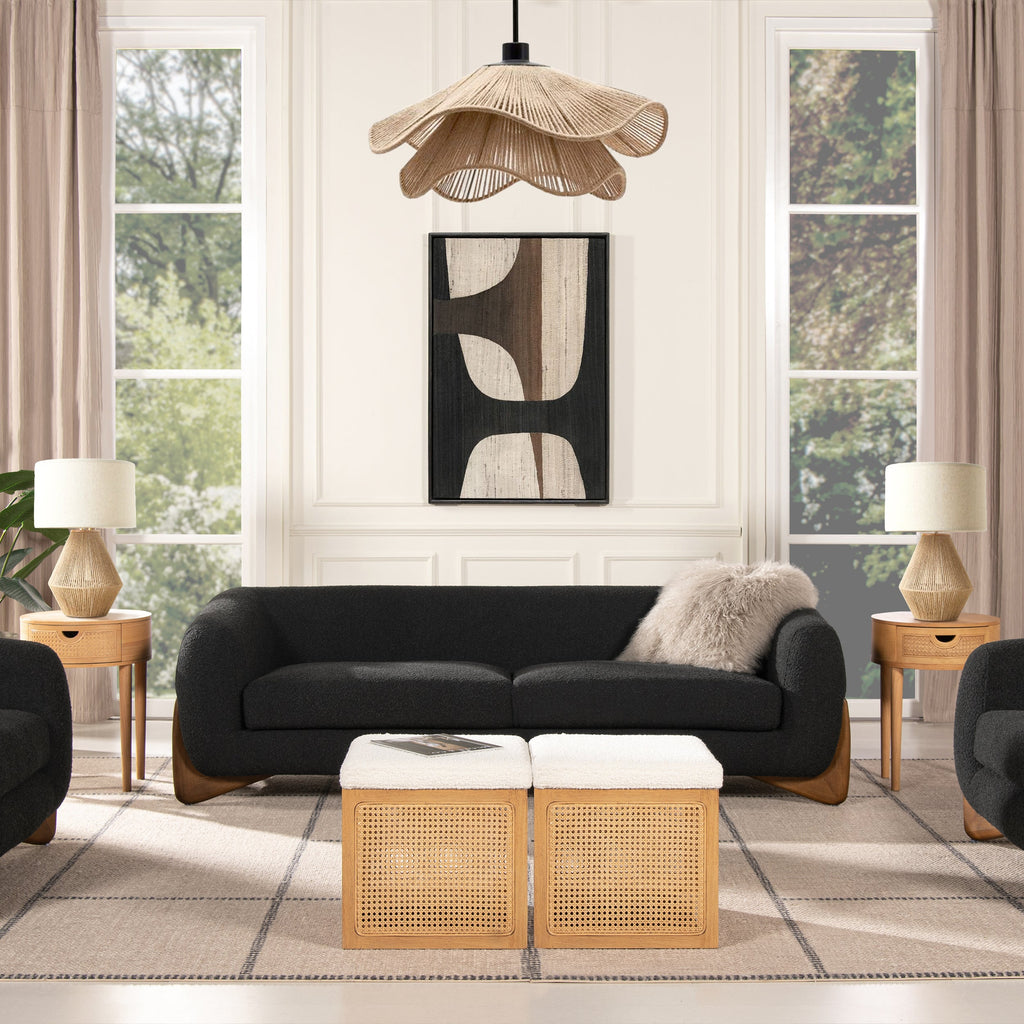 Alpine 90.5" Sherpa Sofa, Ebony