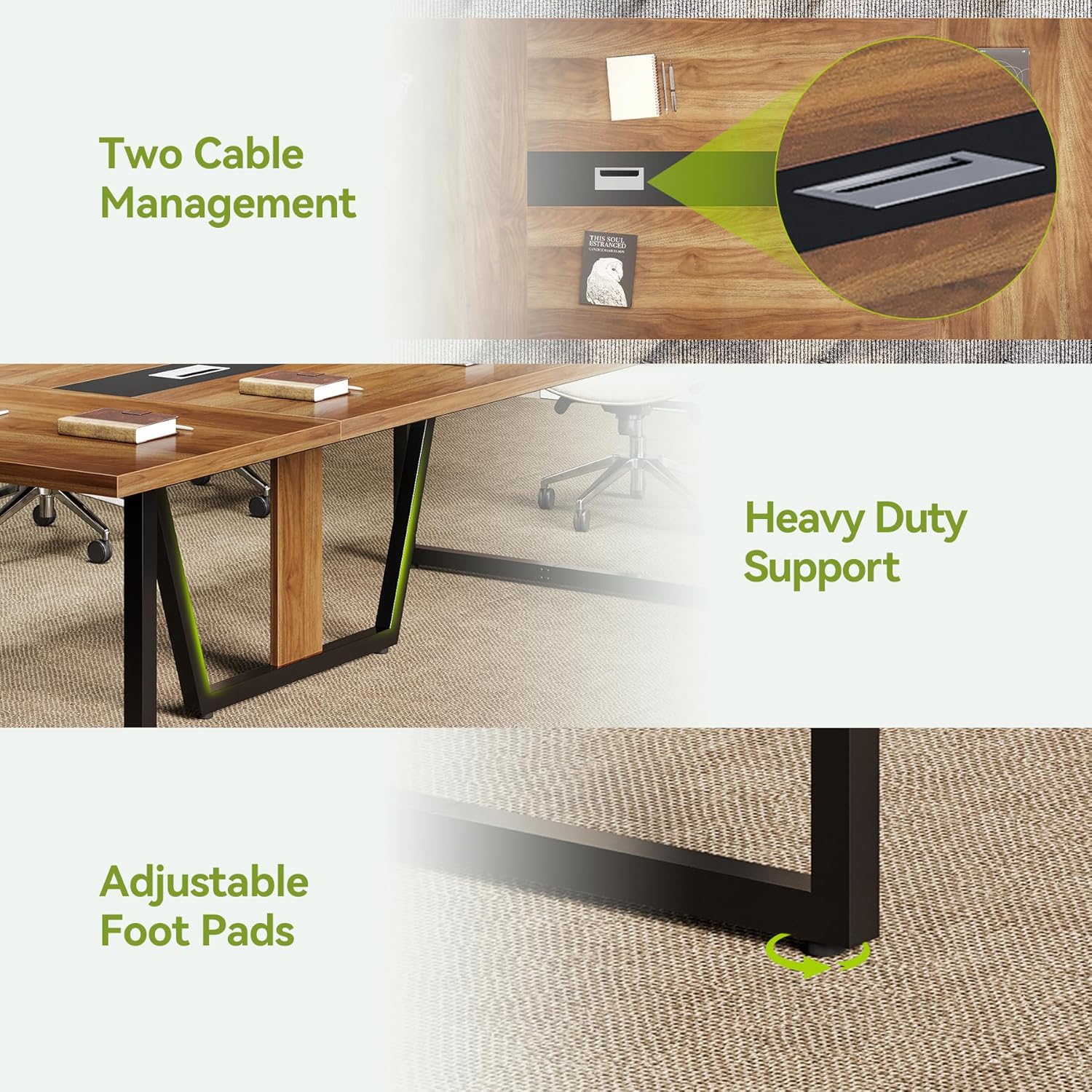 94.5" Large Conference Table for 8-10 People