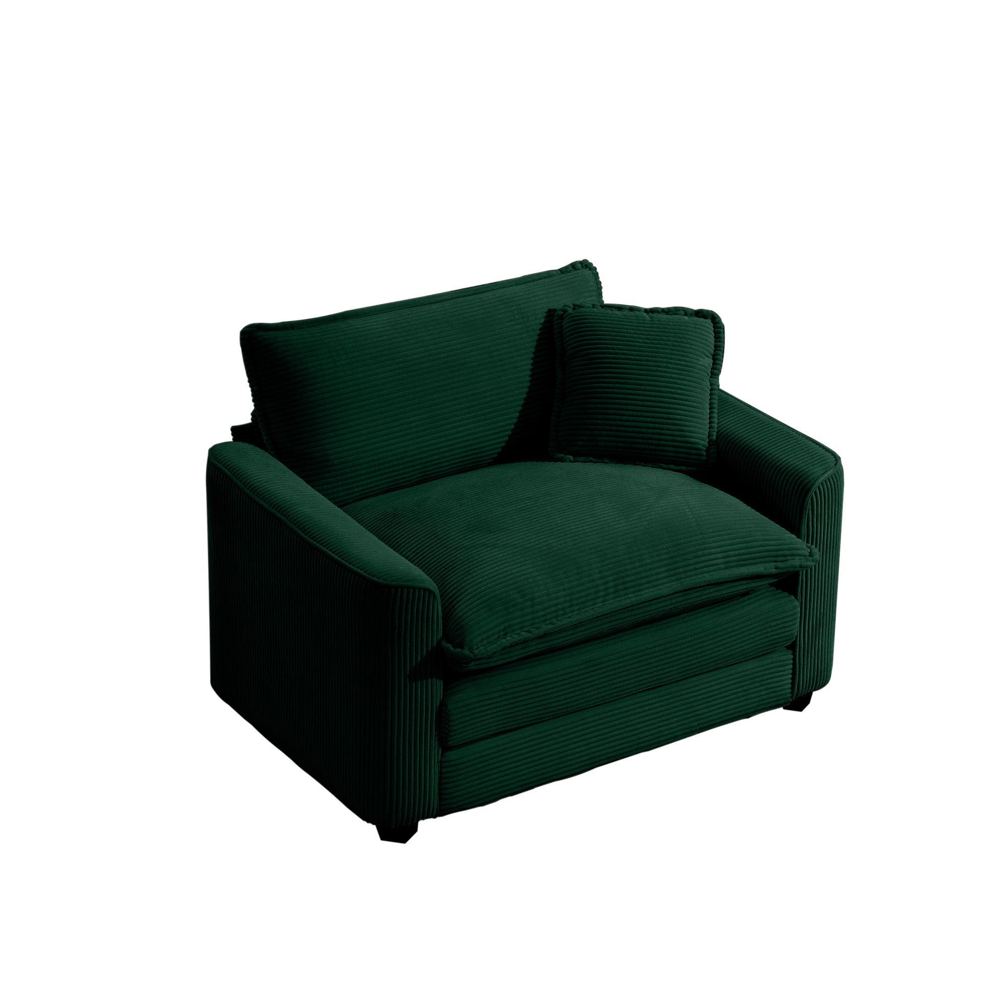 Green Corduroy Fabric Comfortable Single Chair Deep Seat Sofa