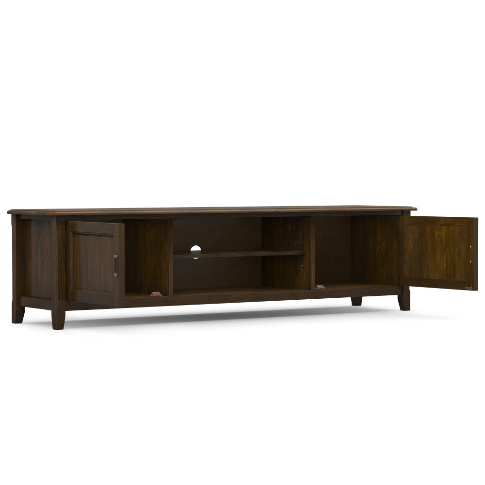 Burlington 72 Inch Wide Solid Wood Low TV Stand in Mahogany