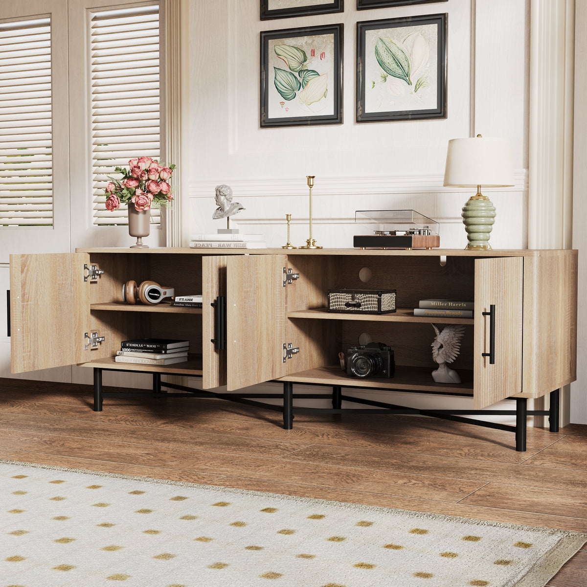 Functional 4-Door TV Cabinet