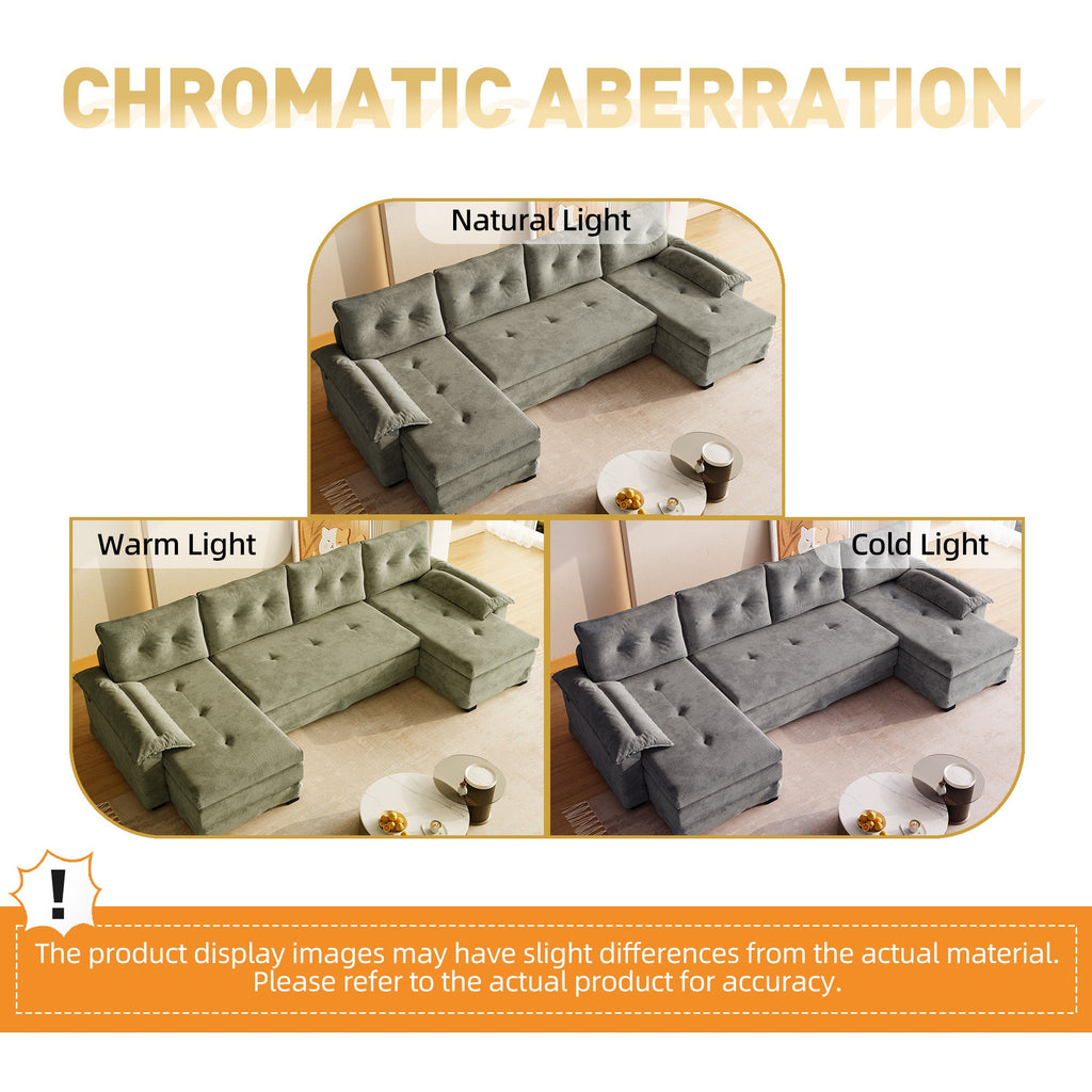 109.5" U-Shaped Sleeper Sofa with Pull Out Bed