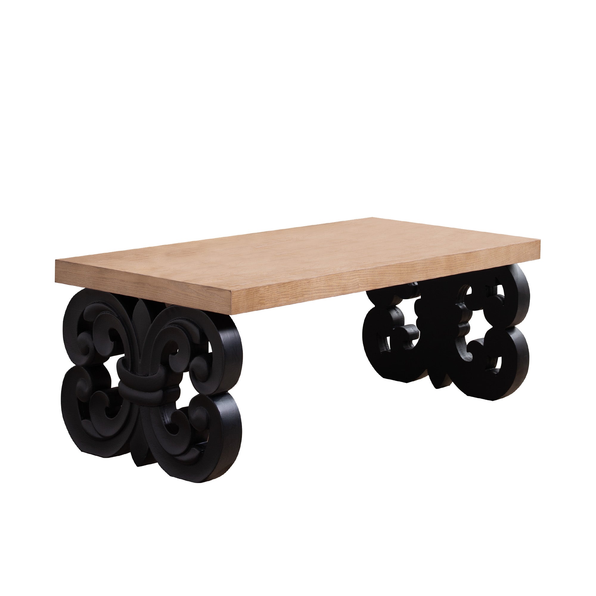 Black Scroll Base Coffee Table
