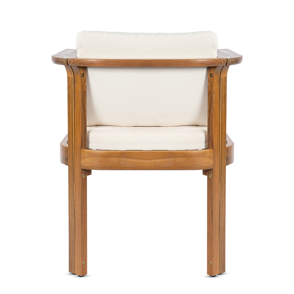 Outdoor Dining Chair Set of 2 with Curved Acacia Wood Arms
