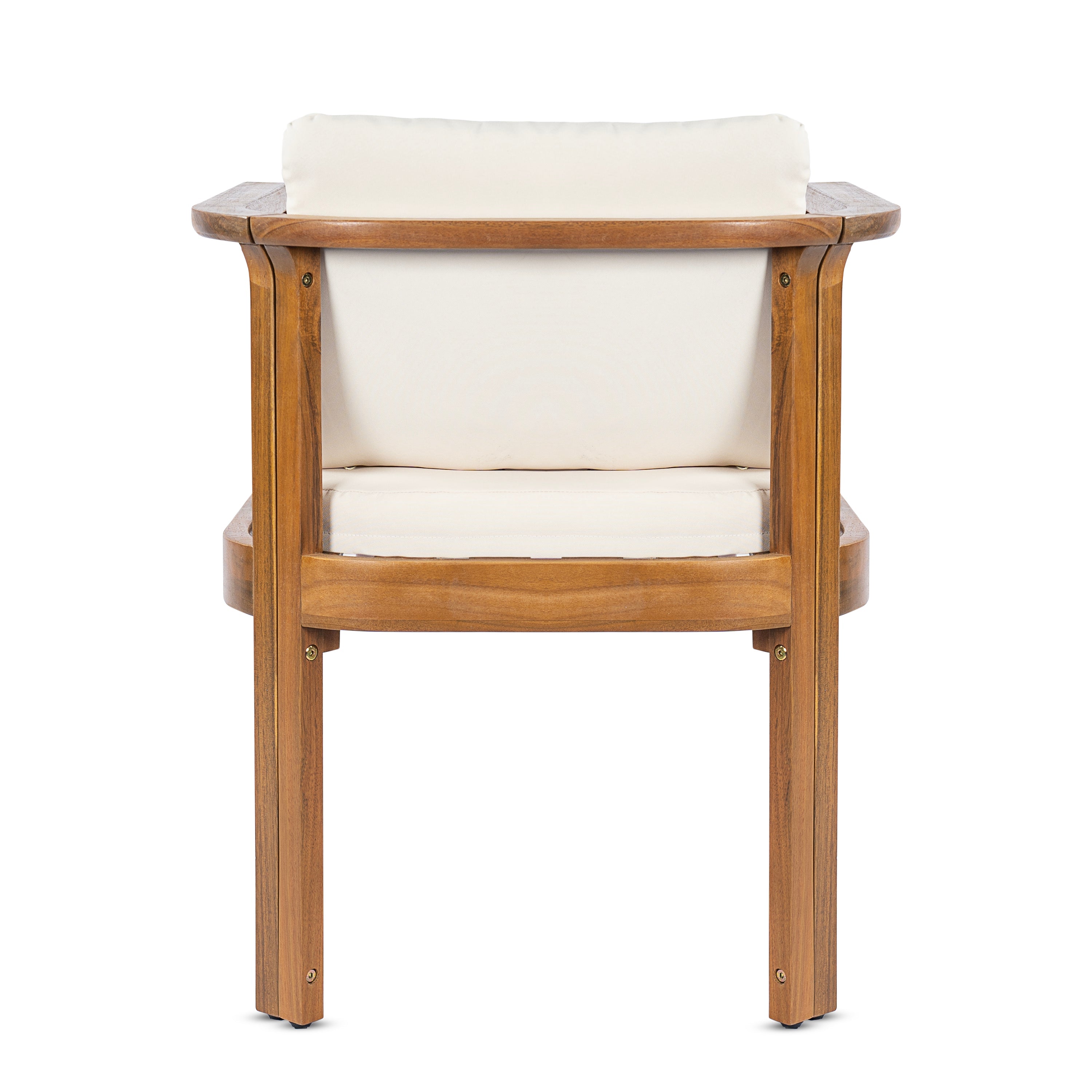 Outdoor Dining Chair Set of 2 with Curved Acacia Wood Arms