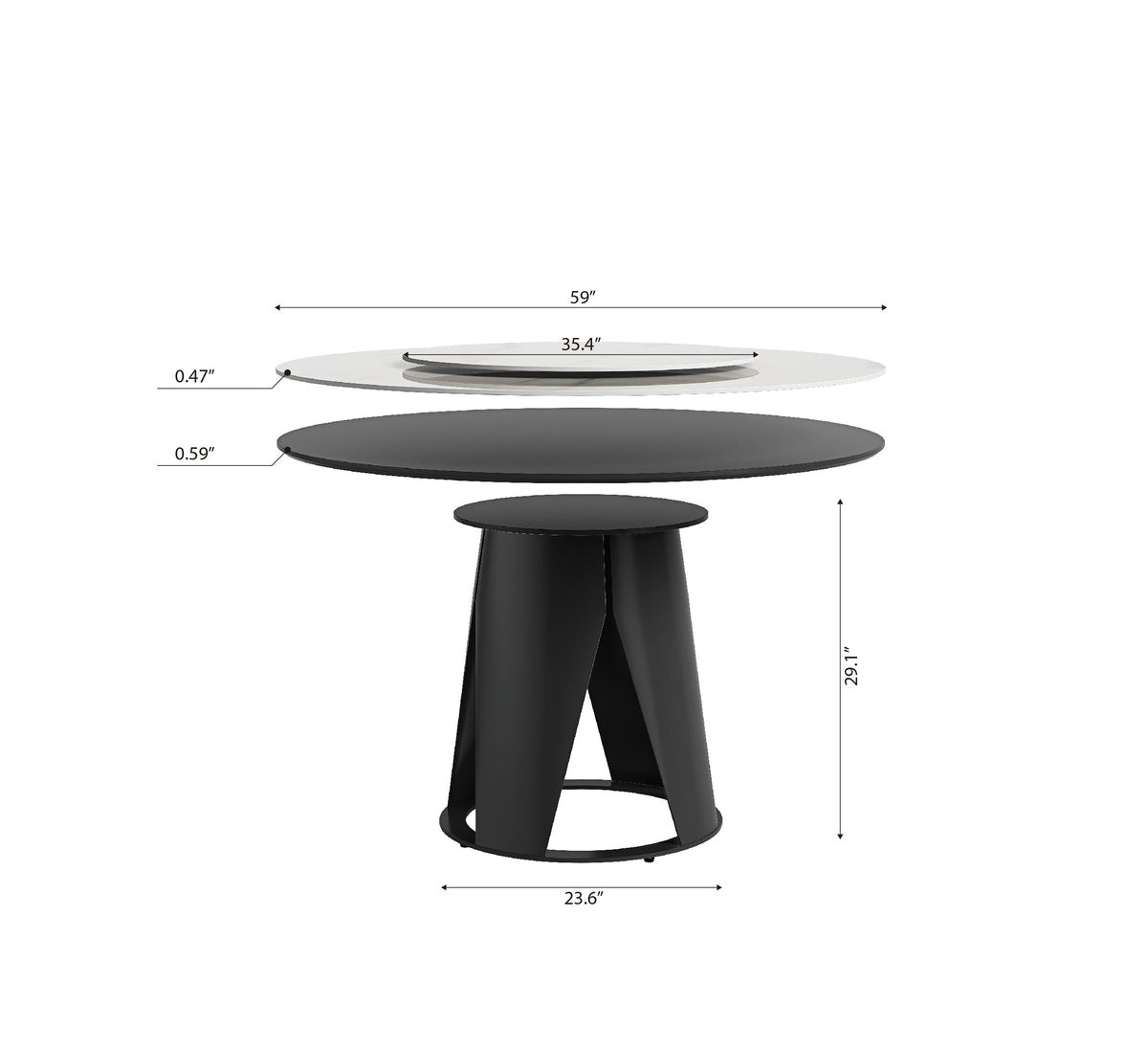 59" Modern Sintered Stone Dining Table