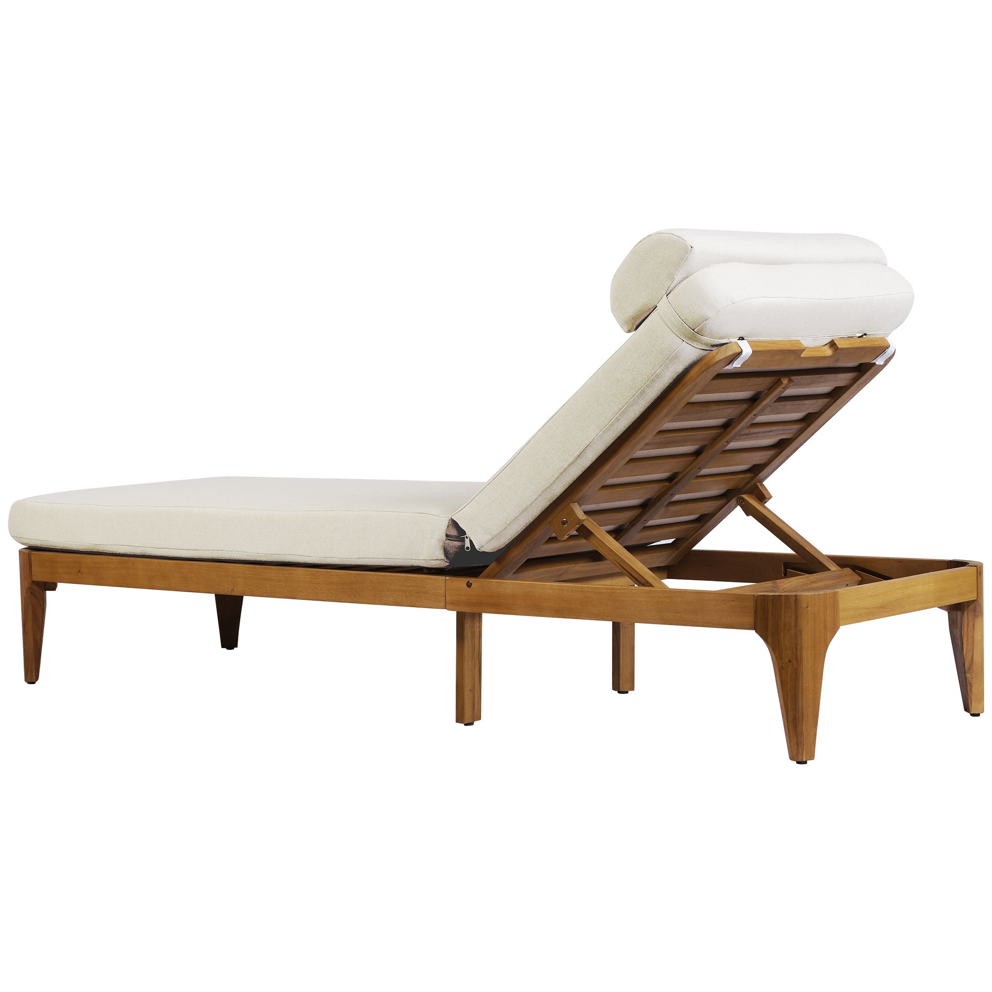TOPMAX Acacia Wood Chaise Lounge - Outdoor Sun Lounge Chair