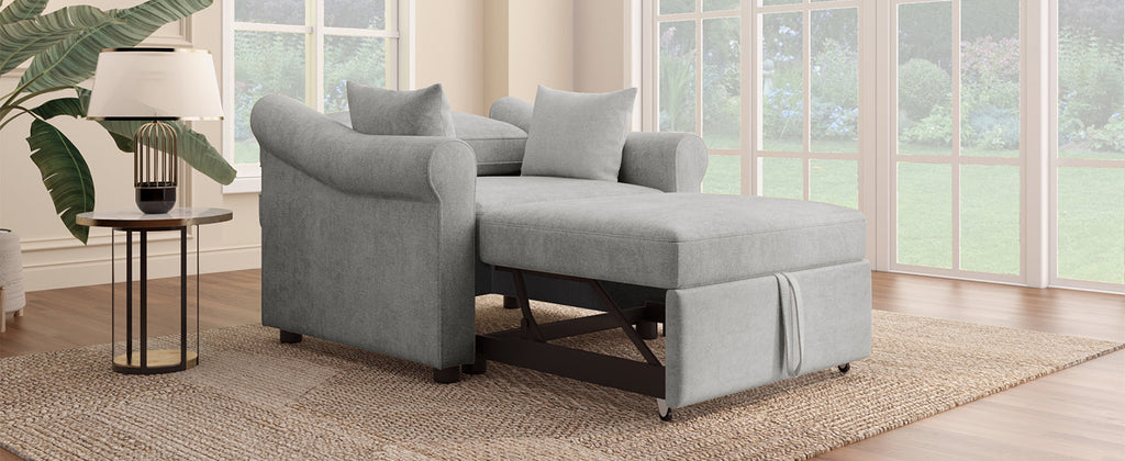 Chenille Convertible Sleeper Chair with Adjustable Backrest