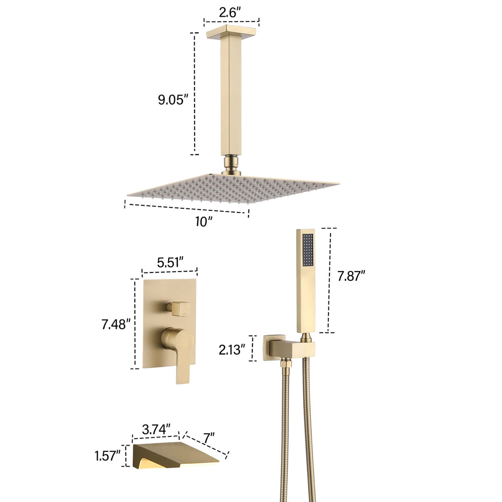 10 Inch Shower System with Rain Shower Faucet Set