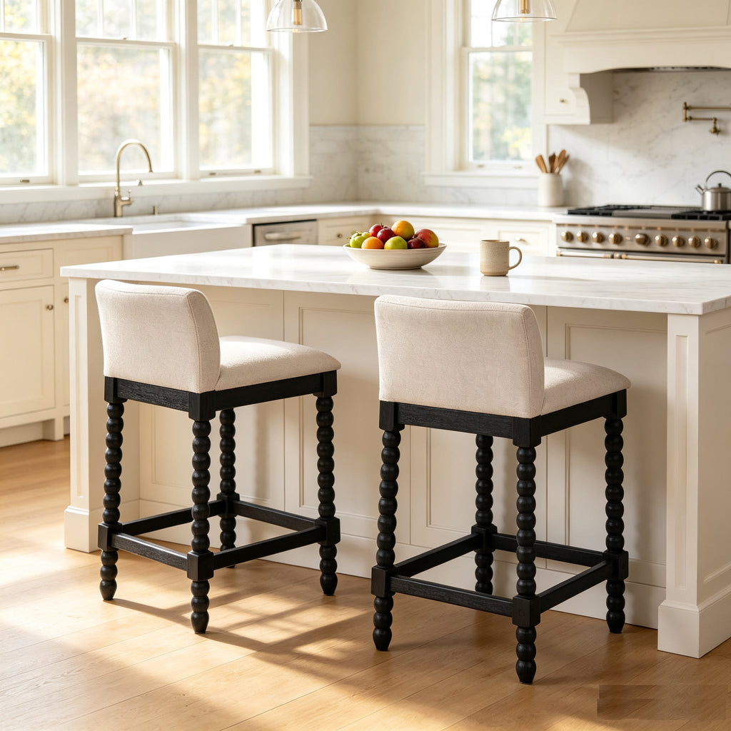 Farmhouse Coastal Counter Stools Set of 2