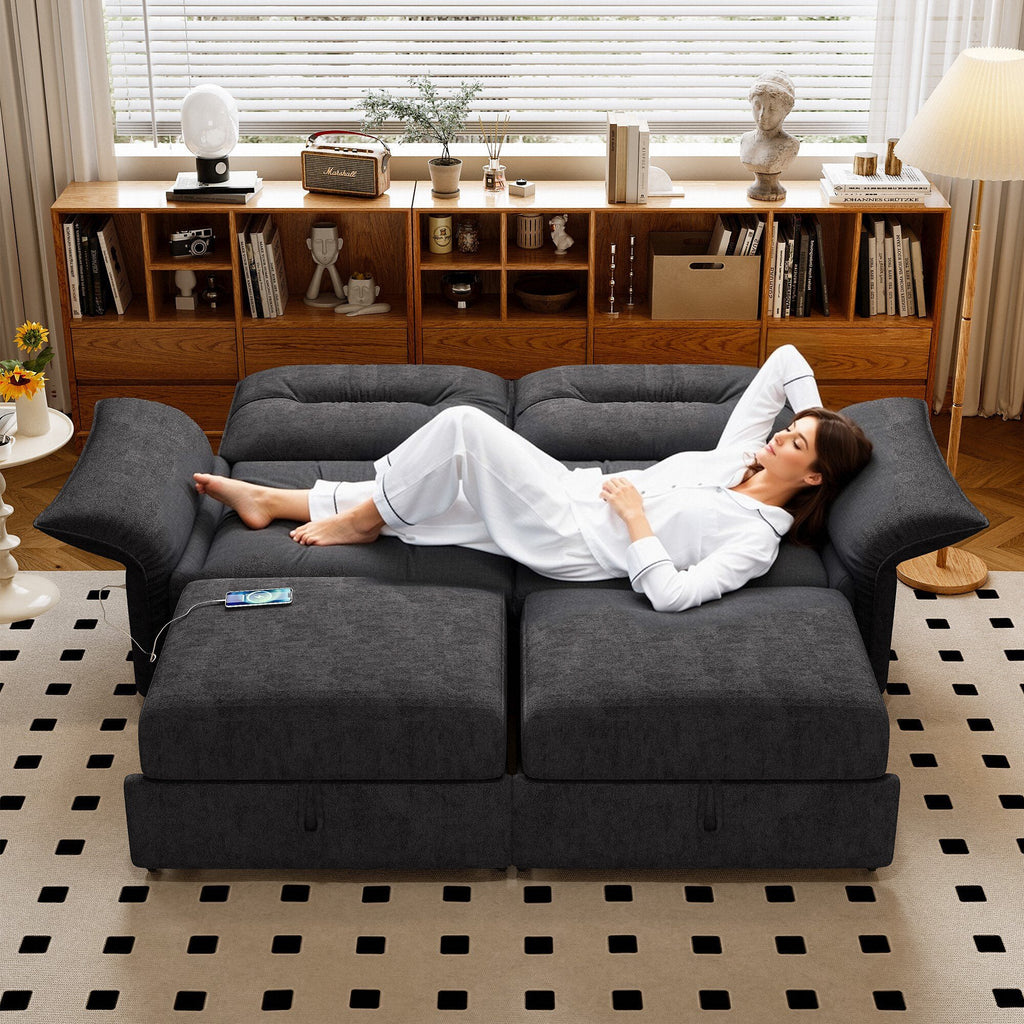 Multi-Functional Sofa Bed with Plush Fabric