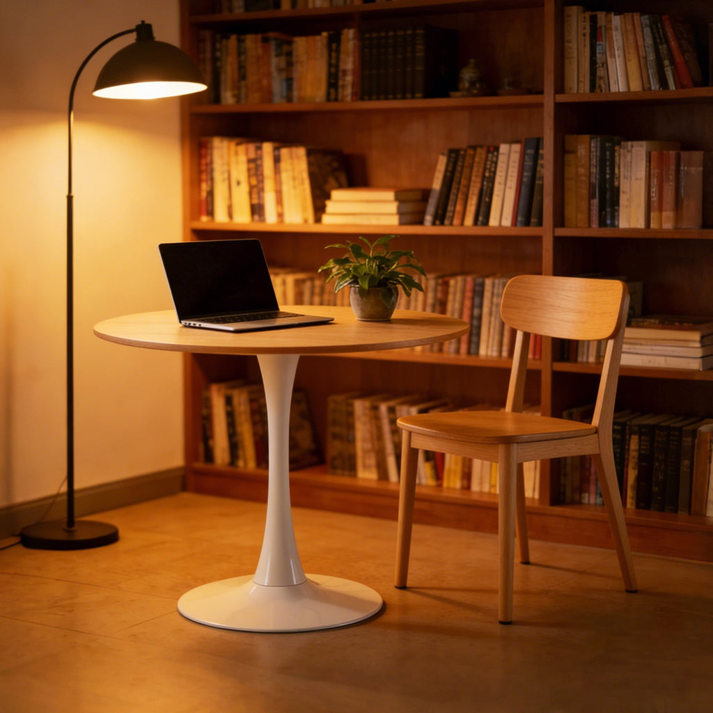 31.5" Oak Color Top Tulip Table