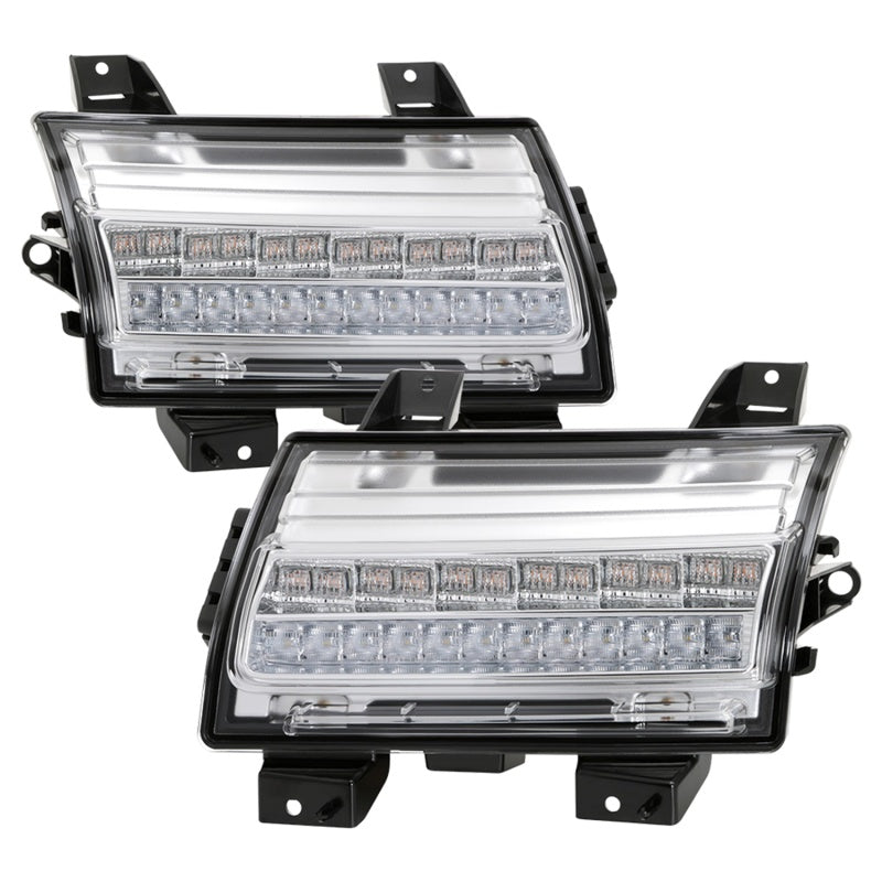 Spyder Jeep Wrangler 2018-2019 (Halogen Model Only) LED Front Bumper Lights - Seq. Signal - Chrome 5086778