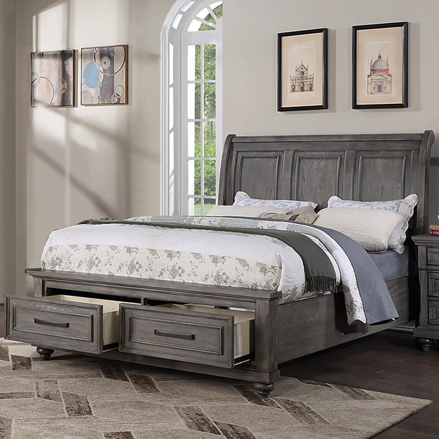 Eastern King Size Bed with Underbed Drawer & Nightstands
