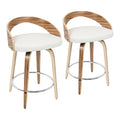Mid-Century Modern Counter Stool with Swivel in Zebra Wood