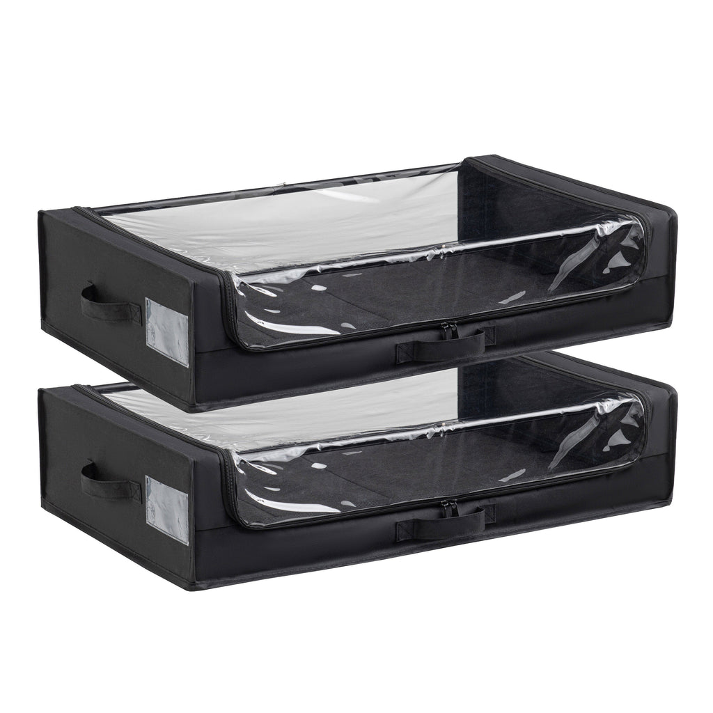 Set of 2 Under-Bed Rolling Storage Containers with Transparent Cover