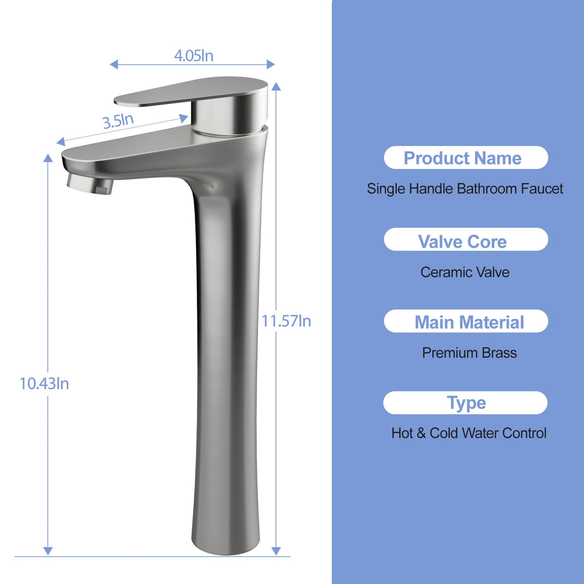 Brushed Nickel Vessel Sink Faucet