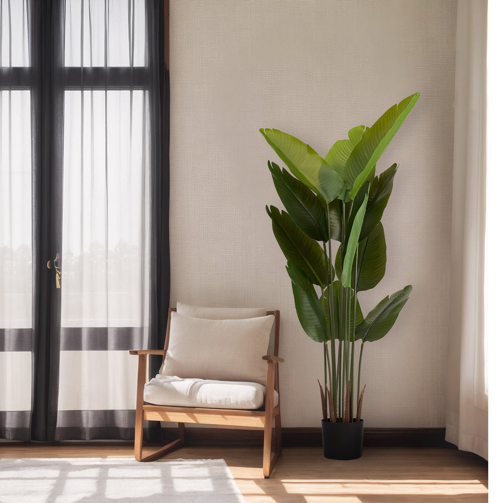 Artificial Bird of Paradise Plant - 5.2ft Tall Faux Tropical Palm Tree