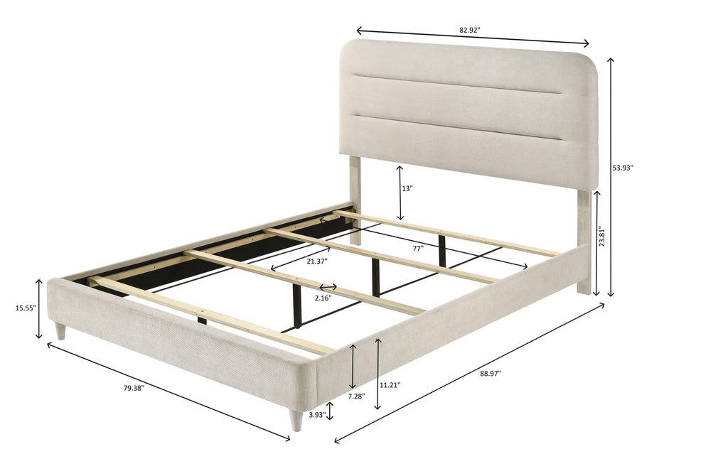 Plush Upholstered Design King Size Panel Bed
