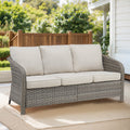 73.6" PE Wicker Rattan Outdoor Furniture Set, 3 Seat Sofa