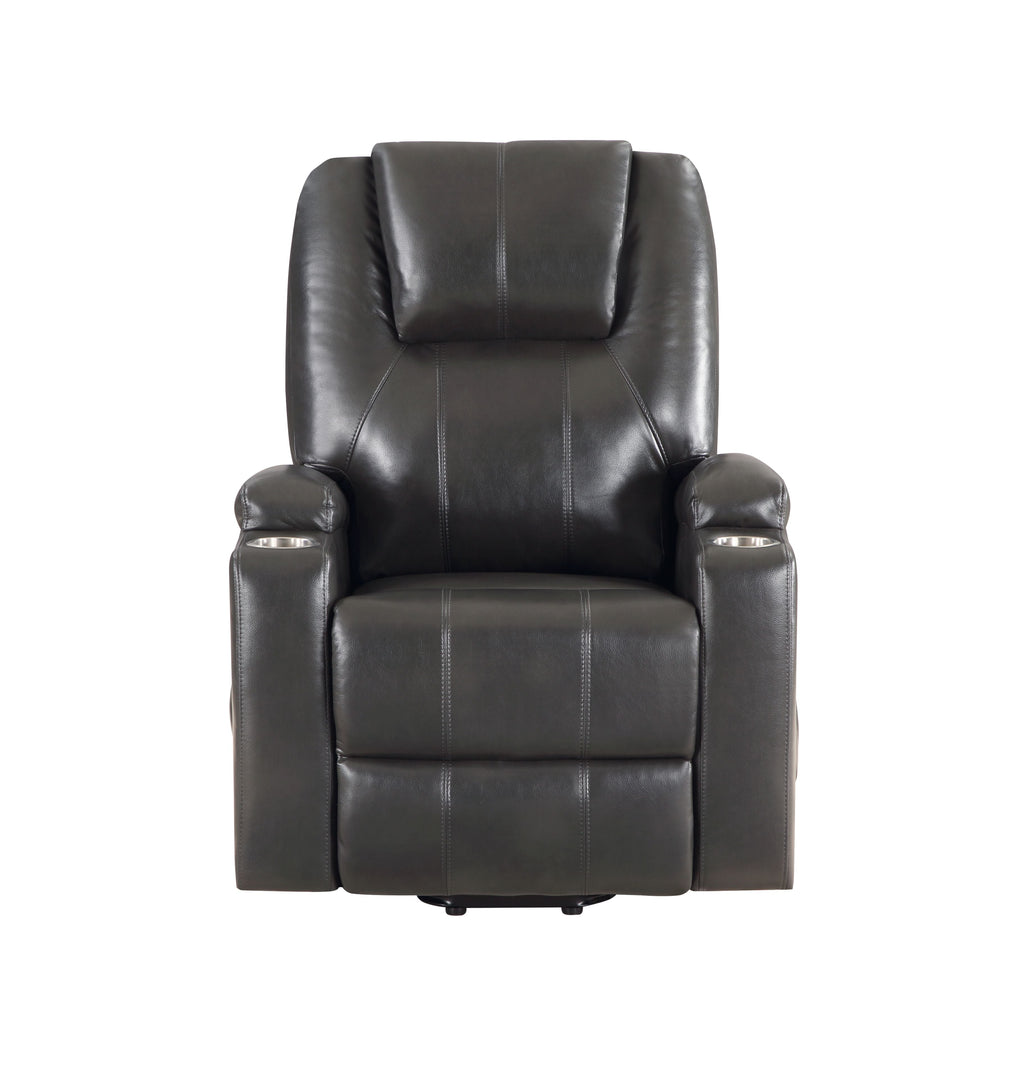 Gunmetal Leather Aire Recliner with Power Lift & Massage