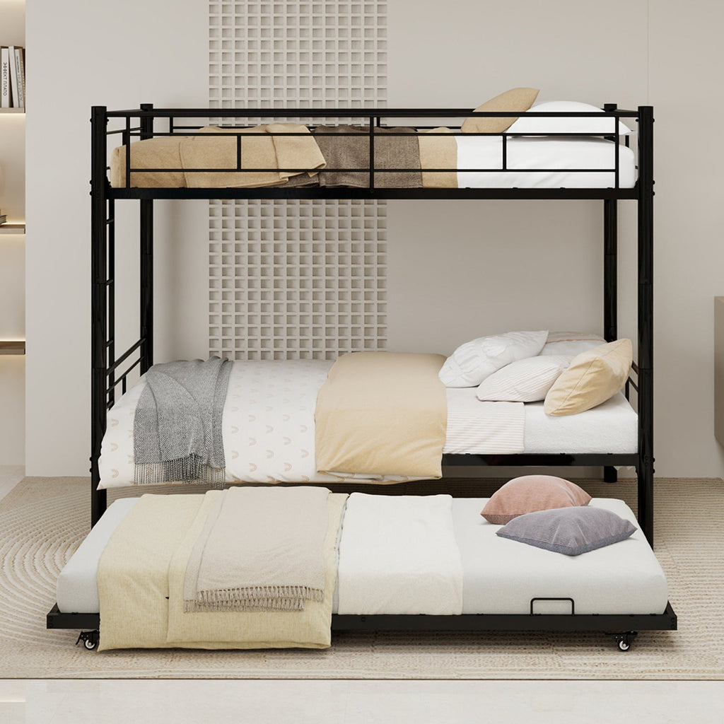 Black Twin Metal Triple Bunk Bed – Space-Saving and Modern