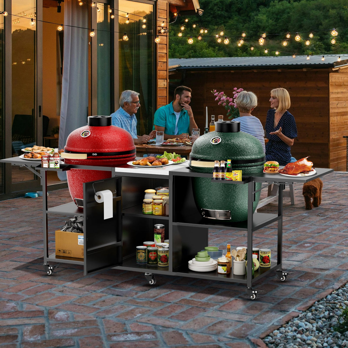 Outdoor Grill Cart for Two Big