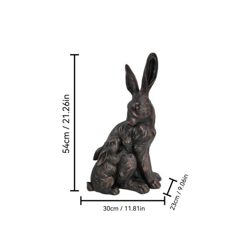 22'' Tall Mother Hare & Baby Cuddling Garden Statue