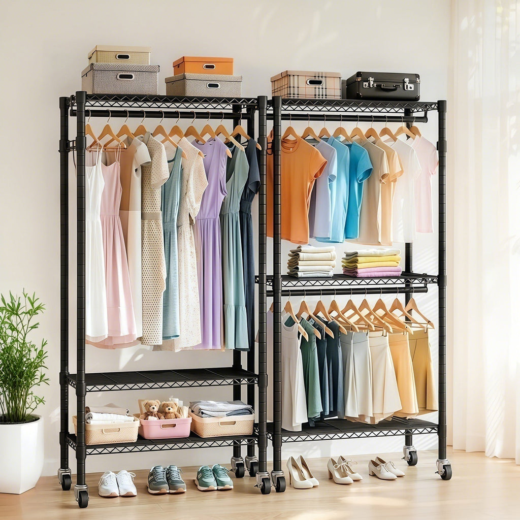 Heavy Duty Rolling Clothes Rack with Wheels