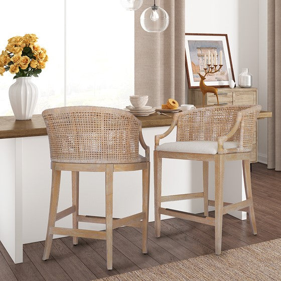Handcrafted Rattan Counter Stool 25" H