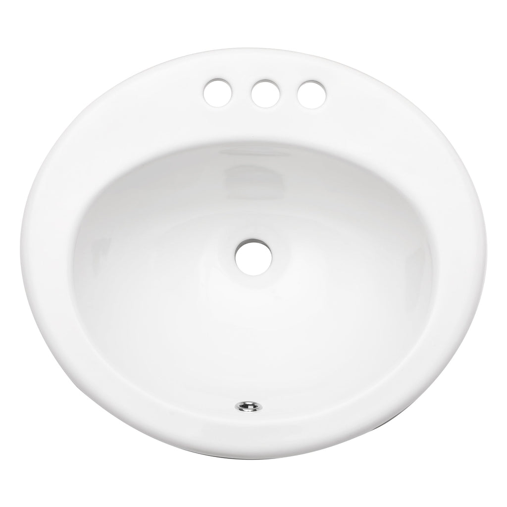 20"x18" White Ceramic Oval Drop In Bathroom Sink