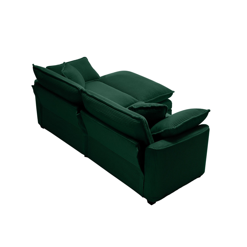 Corduroy Two-Seater Sofa with Ottoman