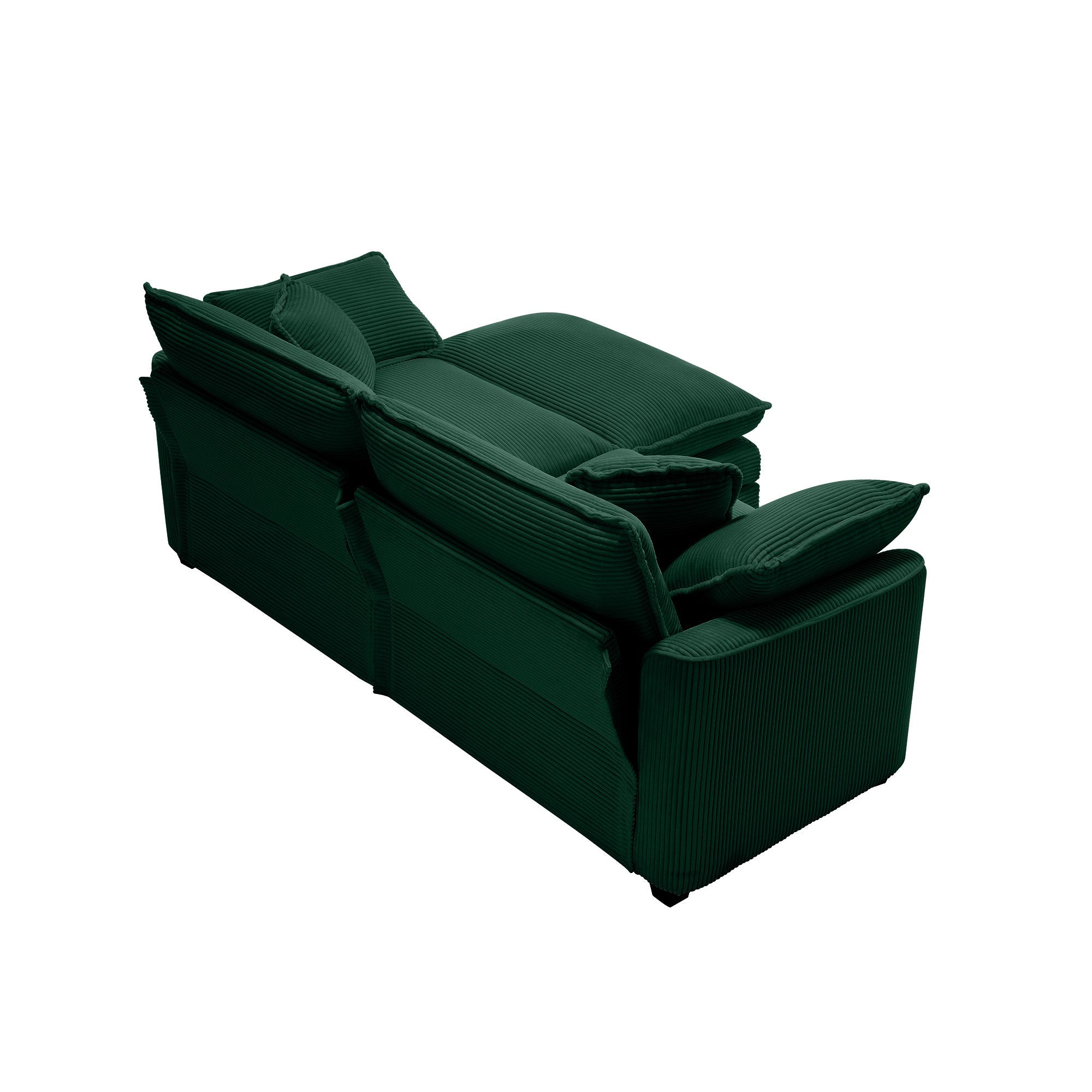 Corduroy Two-Seater Sofa with Ottoman