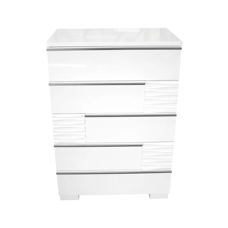Modern Bedroom 5-Drawer Chest in White Finish