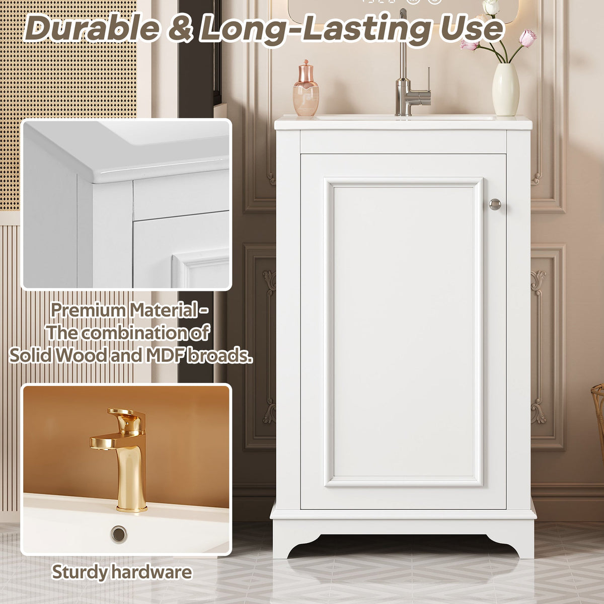 20-Inch Bathroom Vanity with Ceramic Sink