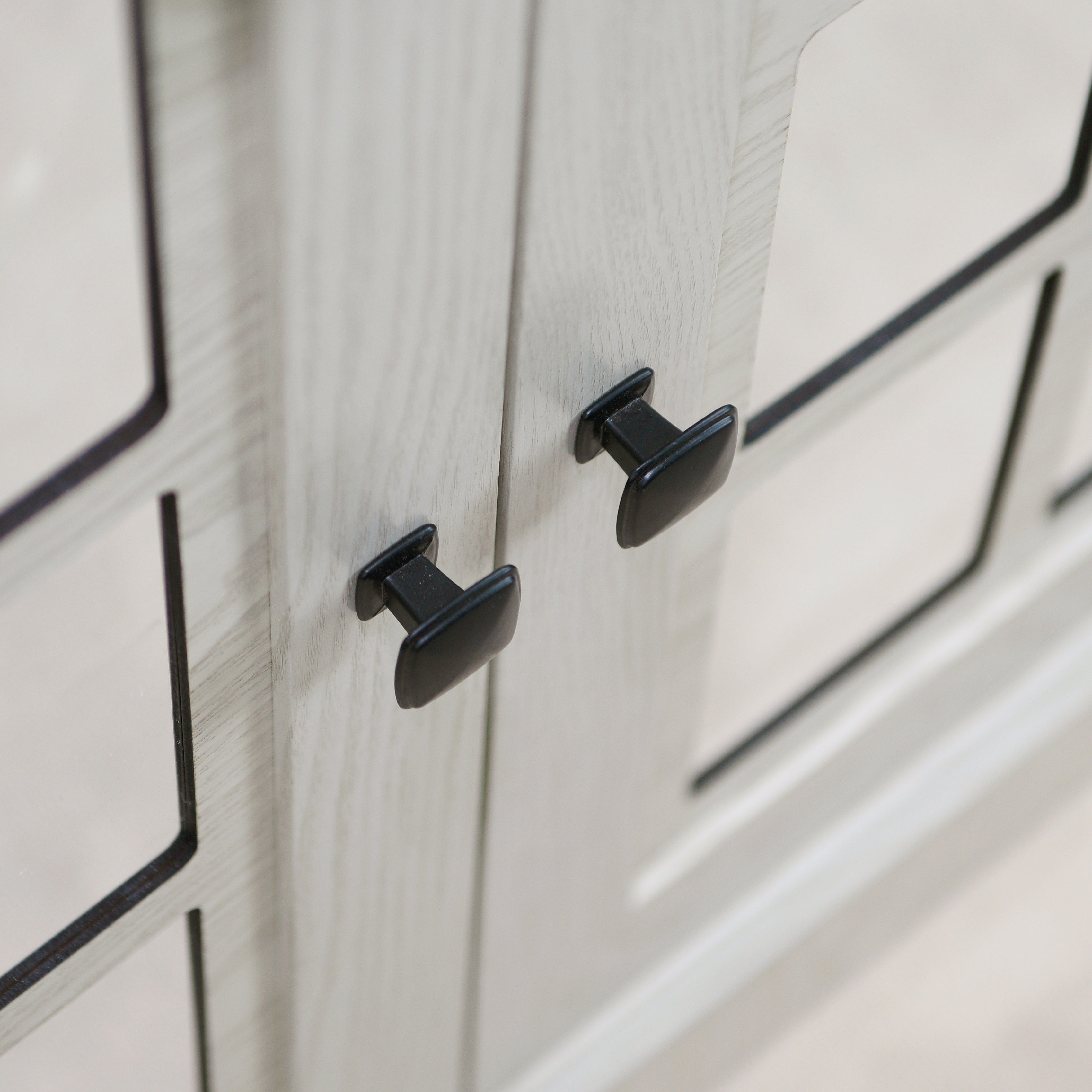 Storage Sideboard Cabinet with Decorative Acrylic Mirrored Doors