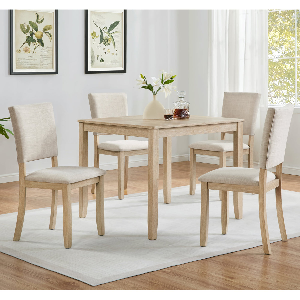 Modern 4 Person Dining Table Set with 4 Chairs