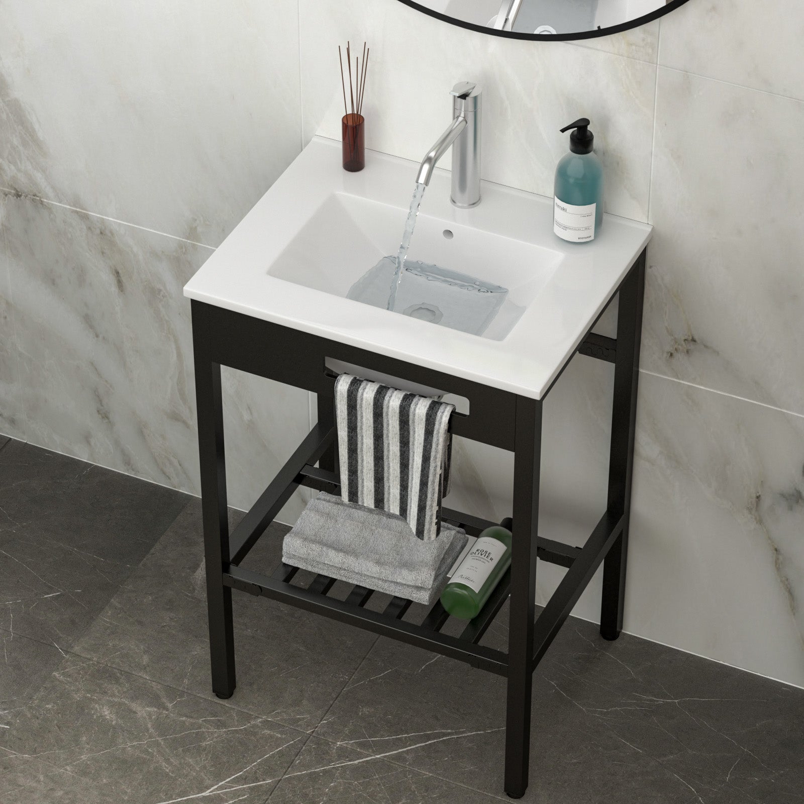 24" x 18" Bathroom Ceramic Console Sink
