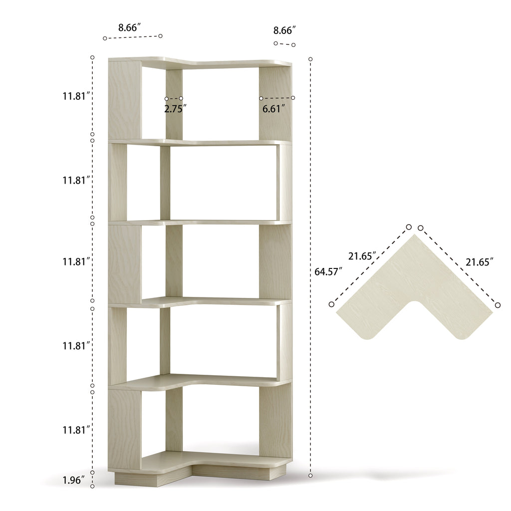 6 Tier Freestanding L-Shaped Corner Bookshelf